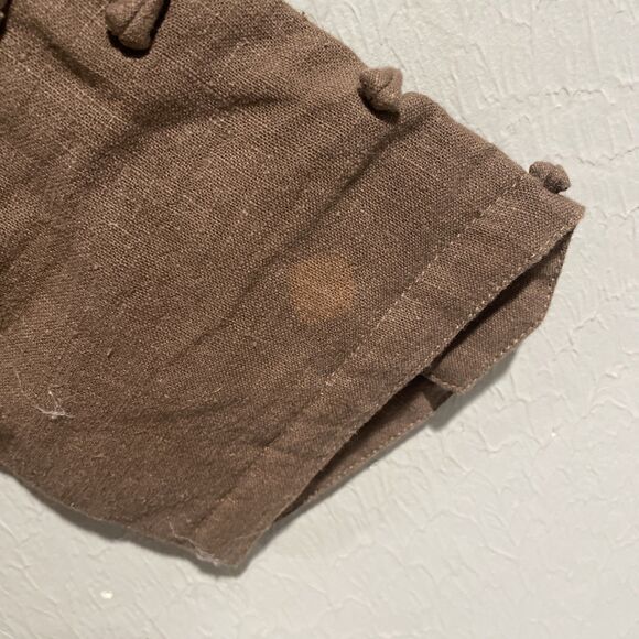 Unique Tan Linen Jacket Coat Asymetric Frog Closure Lagenlook Vintage M/L - Picture 12 of 12